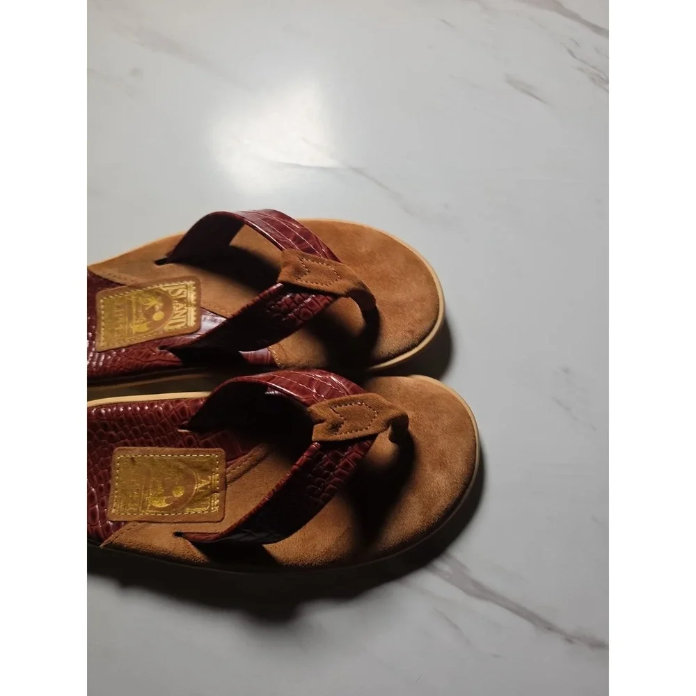Island Slipper Brown Suede Mens Size 5 MADE IN HAWAII Flip Flops Sandals